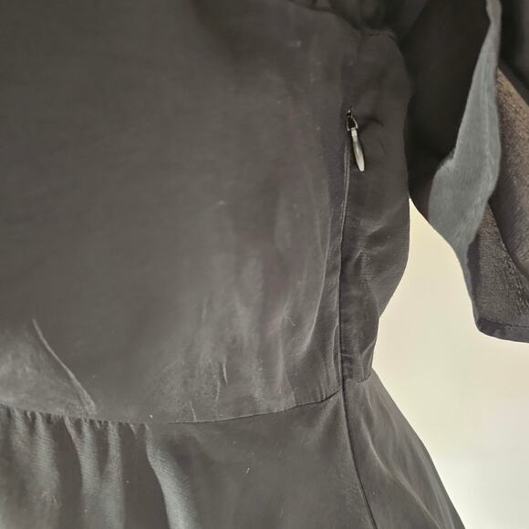 A New Day Flutter Sleeve V-neck Black Tie Back Blouse Size Medium - Picture 9 of 9